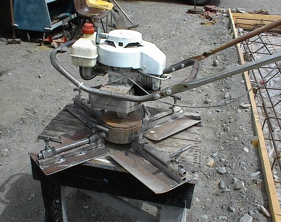 
 Homebuilt Concrete Power Trowel.